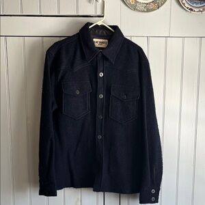 Men's European Navy Wool Shirt Jacket